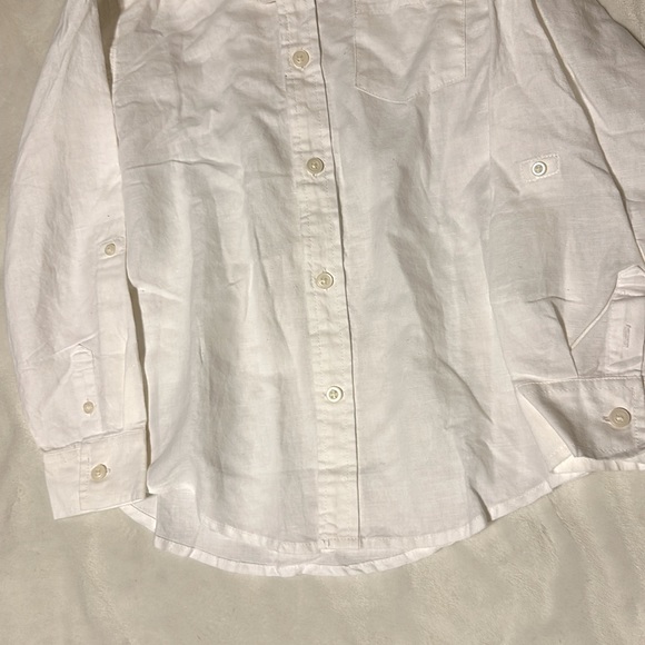 Gymboree boys 5-6 white linen button-down, long sleeve shirt - Picture 3 of 6